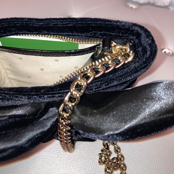 Kate Spade Deluxe Plush Skipper Black Velvet Chain Crossbody Bag - Picture 12 of 14